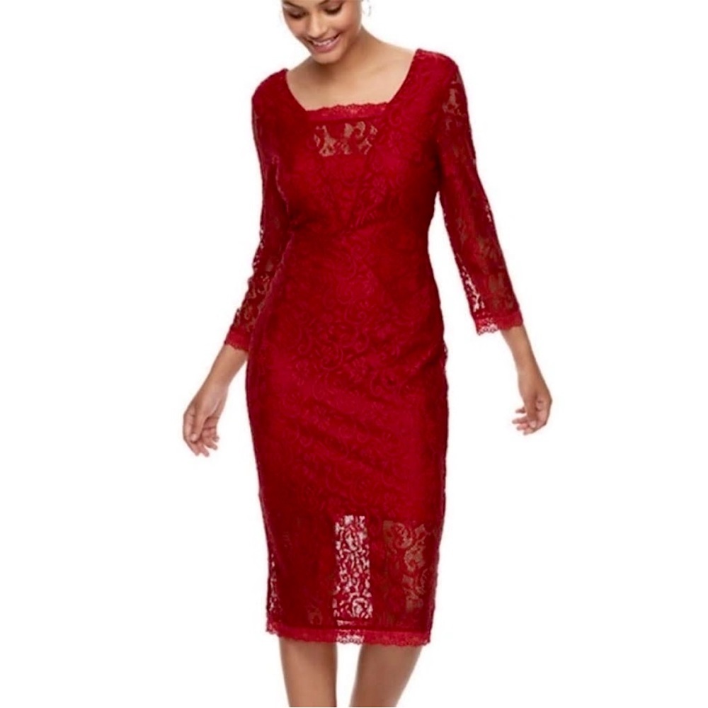 NWOT Candie's Column Lace Dress with Lace Sleeves